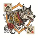 wolf and joker card tattoo design idea