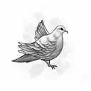 A realistic dove with monogram using fancy calligraphy PRB and a heart and roes tattoo design idea