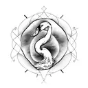swan and initials STC tattoo design idea