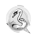 swan and initials STC tattoo design idea