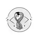 swan and initials STC tattoo design idea