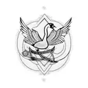 swan and initials STC tattoo design idea