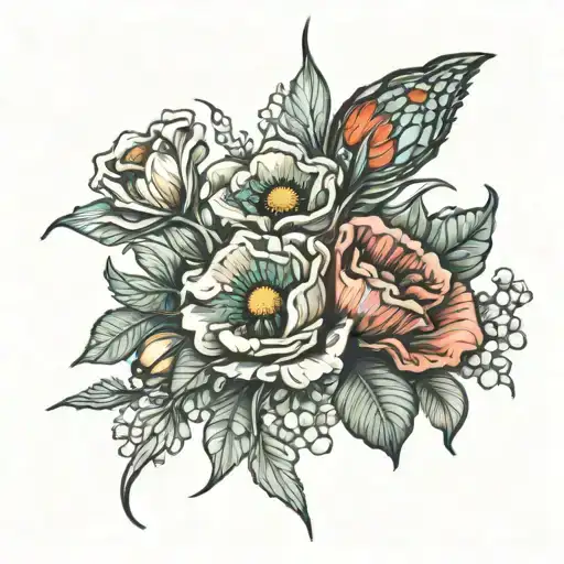 waste heaps, poppies, stiletto and Donetsk tattoo design idea