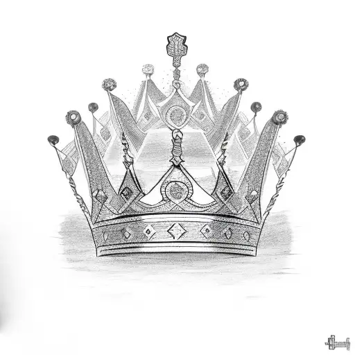 Sketch Matching King And Queen Crowns Tattoo Idea Blackink Ai