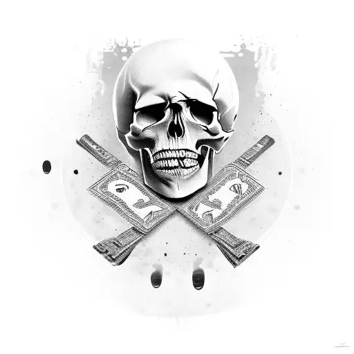 skull with dollars in the eyes tattoo design idea