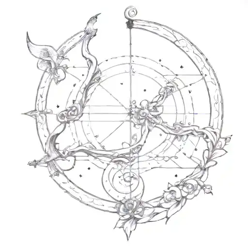      I want a tattoo with the zodiac signs Sagittarius and Cancer, for example, the bow can really look like an arc and  tattoo design idea