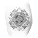 forearm band with faded geometric pattern and faded colour tattoo design idea