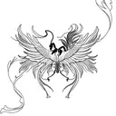 pheonix wings scorpion orchids tattoo design idea