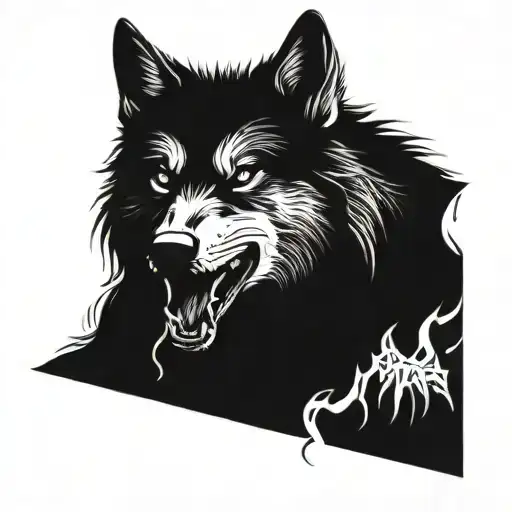 bloody wolf in full anger issues tattoo design idea