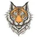 half tiger face with half wolf face on upper side eagle flying  tattoo design idea