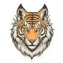 half tiger face with half wolf face on upper side eagle flying  tattoo design idea