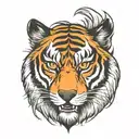 half tiger face with half wolf face on upper side eagle flying  tattoo design idea