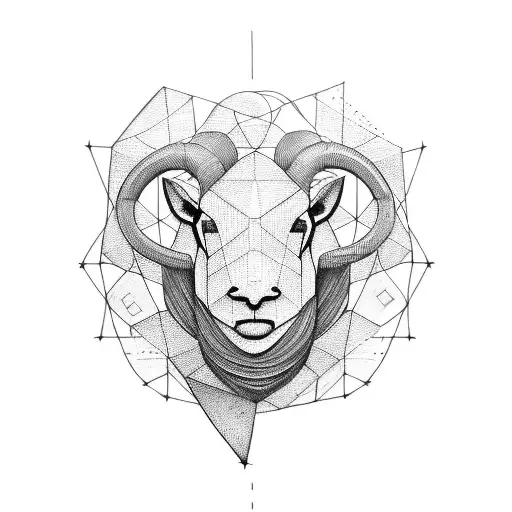 geomtric lines with RAM in hindi written  tattoo design idea