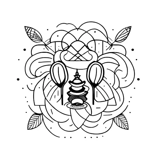 A luxurious hotel building with a sunset backdrop tattoo design idea