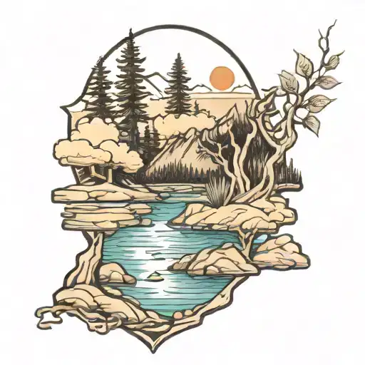 Edgewood Lake Tahoe outline tattoo design idea