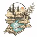 Edgewood Lake Tahoe outline tattoo design idea