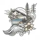 Edgewood Lake Tahoe outline tattoo design idea