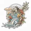 Edgewood Lake Tahoe outline tattoo design idea