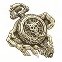 skeleton hand holding a pocket watch  tattoo design idea
