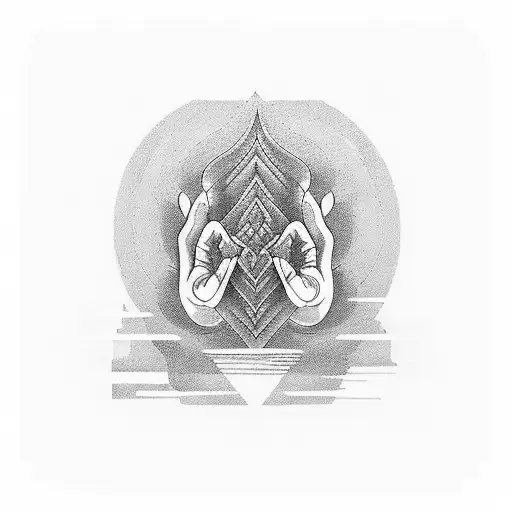 minimalist design of Katakamukha mudra tattoo design idea