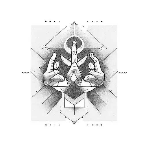 Incorporate the symbolism of Kapittha mudra into a minimalist blackwork tattoo design tattoo design idea