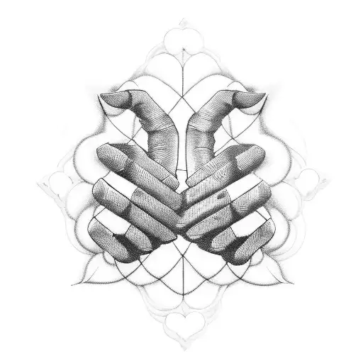 Incorporate Katakamukha mudra into a minimalist blackwork tattoo design tattoo design idea