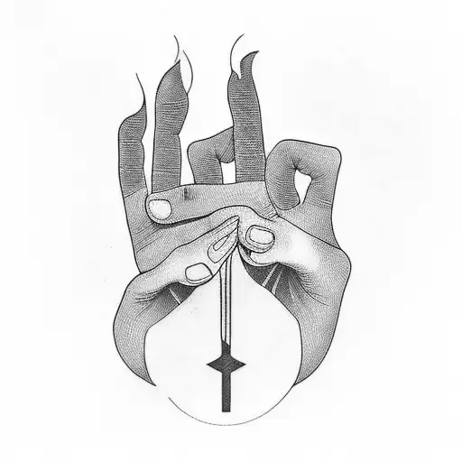Incorporate Kapittha mudra into a minimalist blackwork tattoo design tattoo design idea