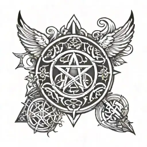 pagan symbols tattoo design idea