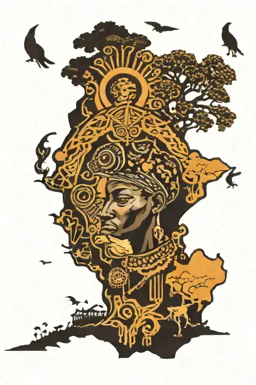 africa continent tattoo design idea