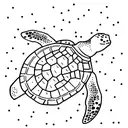 An intricate constellation of stars forming the shape of a sea turtle swimming in the night sky tattoo design idea