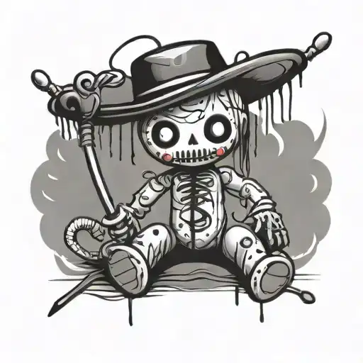 voodoo doll stab you in the front tattoo design idea