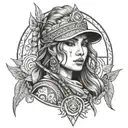 nomad godess aiming tattoo design idea
