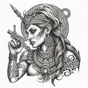 nomad godess aiming tattoo design idea