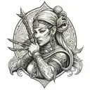 nomad godess aiming tattoo design idea