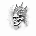 Frankenstein monster wearing a crown and holding a rose tattoo design idea