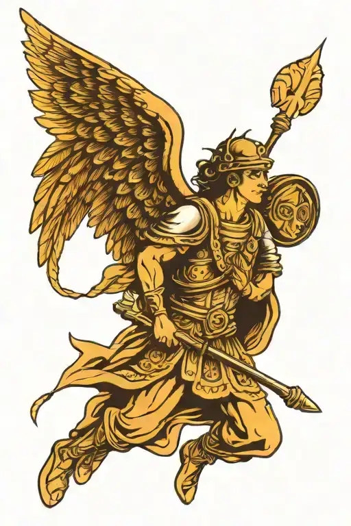 Meaningful warrior angel for men tattoo design idea