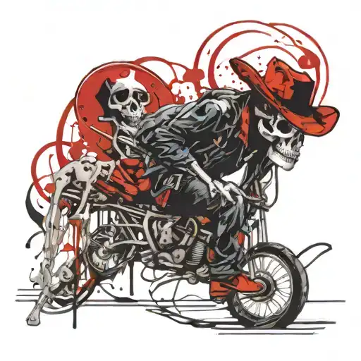 Cowboy Skeleton sitting tattoo design idea