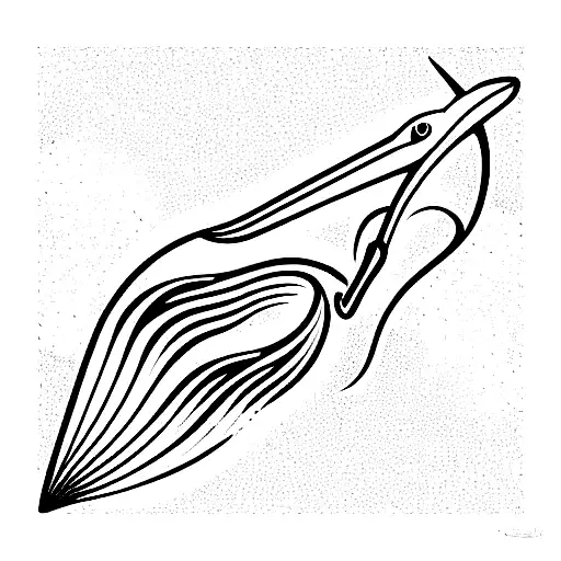 ocean wave crest with pelican wings same shape as wave flying over tattoo design idea