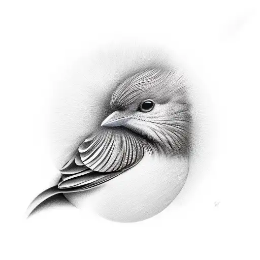 A realistic depiction of a bird shedding a single tear made of feathers tattoo design idea