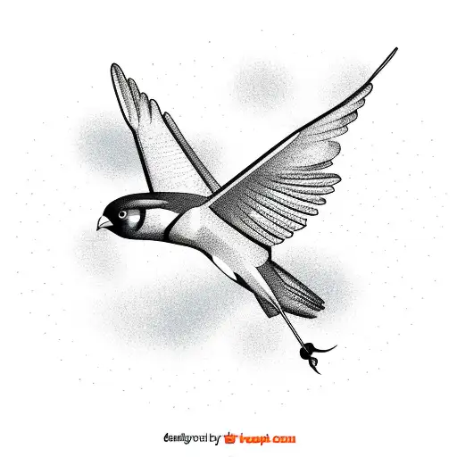 A mechanical bird in flight surrounded by various species of birds tattoo design idea