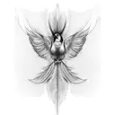 A realistic depiction of a bird shedding a single tear made of feathers tattoo design idea