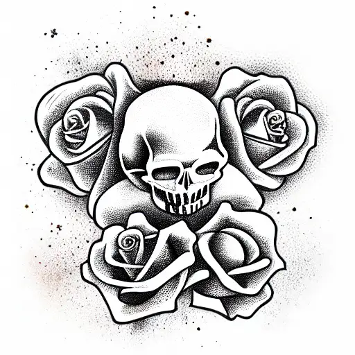 Skull and Roses tattoo design idea