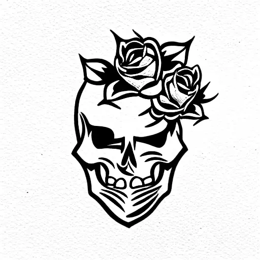 Skull and Roses tattoo design idea