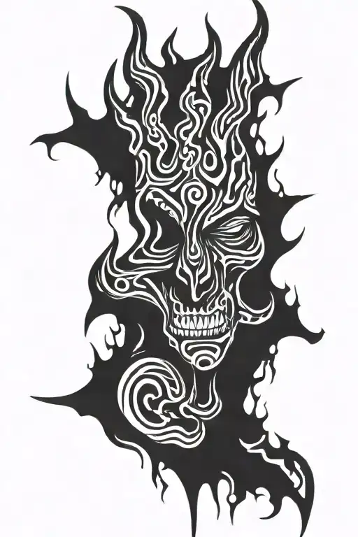 melted demon tattoo design idea