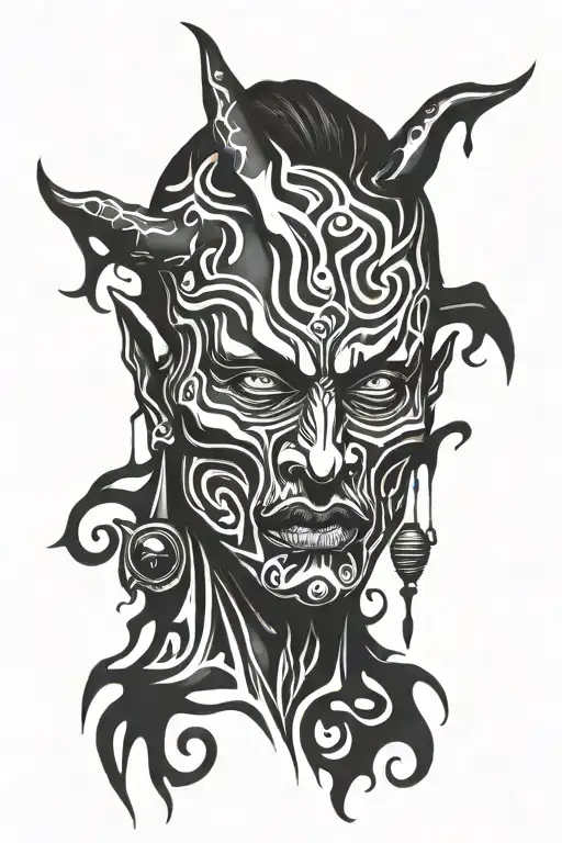 melted face demon tattoo design idea