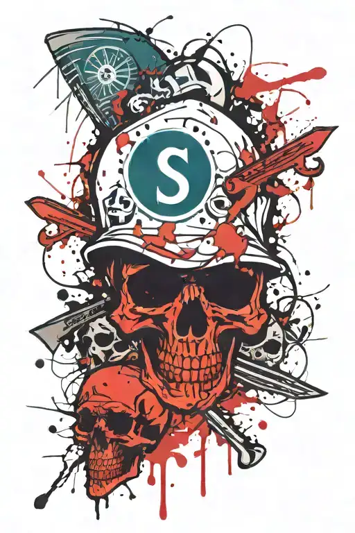 Seattle Mariners logo combined with skulls tattoo design idea