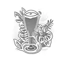 Bartender serving drinks in a lush jungle setting tattoo design idea