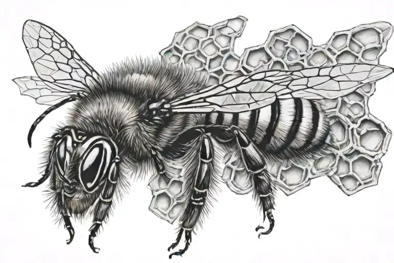 bee and honey comb tattoo design idea