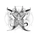 Pisces Aquarius cusp yung yang tattoo design idea