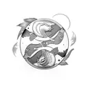 Pisces Aquarius cusp yung yang tattoo design idea